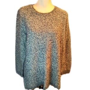Pure Jill cotton/poly/acrylic heather blue crew neck sweater - L